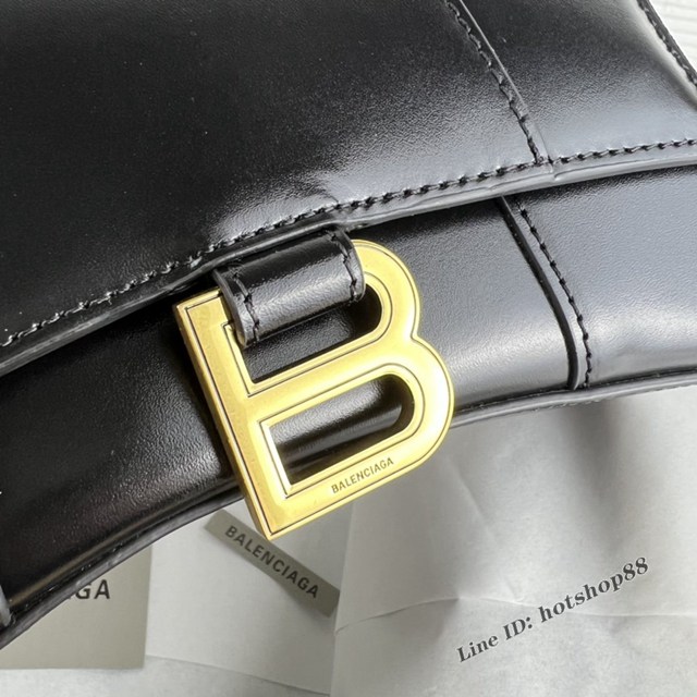 Balenciaga專櫃爆款平紋黑色金扣Hourglass沙漏包 巴黎世家頂級原單手提肩背包 fyj1212